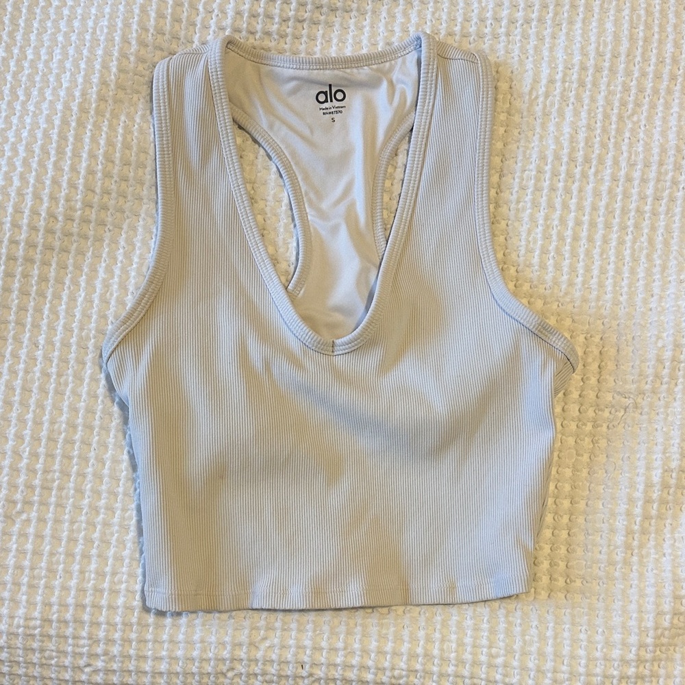 ALO Yoga Women’s White Ribbed Cropped Tank
